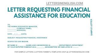Financial Assistance Letter -  Sample Letter Requesting Financial Assistance for Education