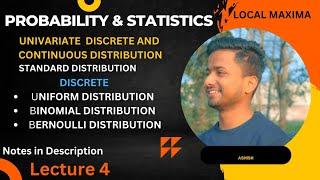 Discrete,Uniform ,Binomial distribution, Bernoulli distribution ll Probability and statistics