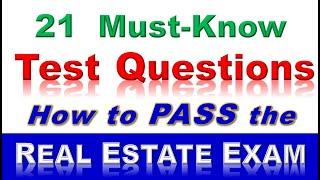 21 MUST-KNOW Test Questions to PASS the Real Estate Exam - How to Pass the Real Estate Test #realtor