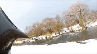 на снегоходе Рысь через речку
