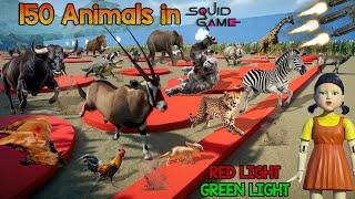 150 Animals in Squid Game Red Light Green Light included Elephant, Mammoth, Hippo, Rhino & Tiger