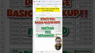 Don't Use Basic Vlookup in Excel‼️Instead Use Advanced Vlookup #excel #exceltips #short #exceltricks