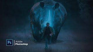 Fantasy Photo Manipulation Photoshop Tutorial | Glowing Rhino | Photoshop Manipulation