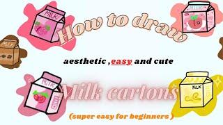 How to draw aesthetic and easy milk cartons in 2 MINS| easy tutorial | aesthetic draw with me -