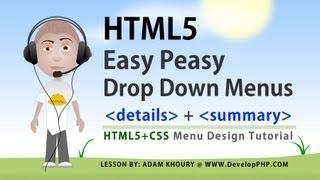 HTML5 CSS Easy Drop Down Category Menus details and summary Elements