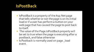 Ispostback property in ASP NET  in Hindi