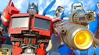 Optimus Prime vs Robot Blue Fight - Cosmic Battle Scene