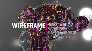 Monkey Wire Blender Wireframe & Hair modifier streaming Blender3d