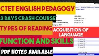 English pedagogy| Function skills and acquisition| CTET CRASH course| Tcf Prateek Malik