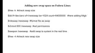 Adding new swap space on Fedora Linux (I)