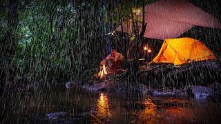 Camping Hujan Deras Dari Siang Hingga Malam | Tidur Nyenyak Di Pinggir Sungai