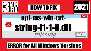  How To Fix api-ms-win-crt-string-l1-1-0.dll Missing / Not Found Error Windows 10\11\7 32 /64 bit