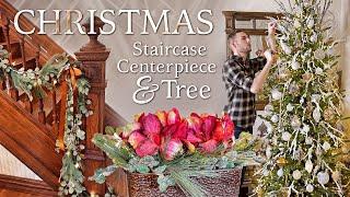 Christmas Decorate With Me 2023! Christmas Tree Decorating, Staircase Garland & Holiday Centerpiece