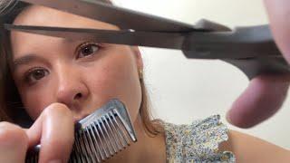 asmr relaxing haircut and trim roleplay (water spray bottle sounds, scissor sounds, hair brushing)