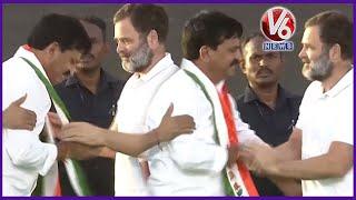 Ponguleti Srinivasa Reddy Joins Congress In Presence Of Rahul Gandhi | Khammam Public Meeting | V6