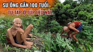 Sư Ông gần 100 tuổi tu tập ở túp lều nát hằng ngày lom khom một mình trồng rau