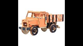 Laser Cutting 3D Wooden Puzzle 3D wood Jigsaw Puzzle Woodcraft Assembly Kit   Dump truck with 65pcs