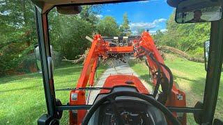 #883 Stumps, Roots, Brush GONE! Combuster Pit, Kubota MX 5400 and Land Pride Grapple