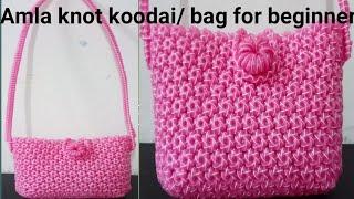 Amla knot koodai/bag for beginner , sling plastic wire bag, with spiral handle , weaving bag