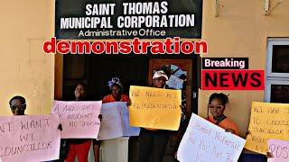 BIG DEMONSTRATION ABOUT THE BY ELECTION IN MORANT BAY ST THOMAS (PNP MEMBERS NEED SOME ANSWERS