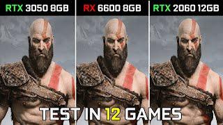 RTX 3050 8GB vs RX 6600 8GB vs RTX 2060 12GB | Test in 12 Games at 1080p | 2022