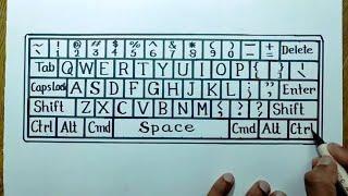 Easy computer keyboard drawing/How to draw keyboard