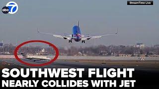 Moment Southwest flight has close call with jet at Midway International Airport