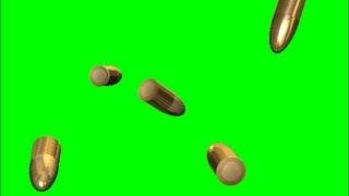 gold bullets fall to the ground - green screen effect