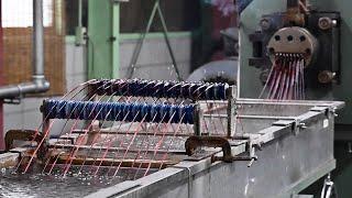 The amazing process of plastic raw materials. Japanese factory with an automated line.