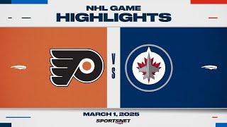 NHL Highlights | Flyers vs. Jets - March 1, 2025