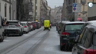 Grandinata su Milano, 14 Febbaio 2025. Strade imbiancate