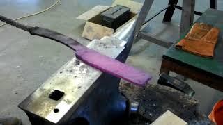 Forging a knife/chopper part 2 and forge welding a Damascus billet.