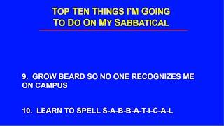 Top Ten Things I'm Going To Do On My Sabbatical