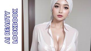 AI BEAUTY LOOKBOOK | Sexy and Hot Hijab Secretary