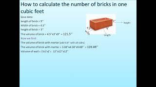 How to calculate the number of bricks  in one cubic feet ##@