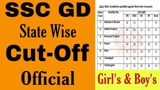 SSC GD Constable Cut off 2019 || SSC GD State Wise Official Cut off || Girl's and Boy's