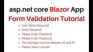 ASP NET Core Blazor App Form Validation vs2019