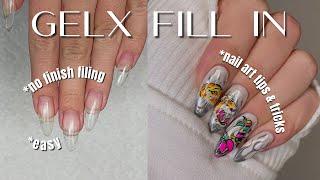 QUICKEST GELX FILL IN AT HOME NO FINISH FILING | GelX & Nail Art Tips and Tricks