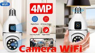 4MP E27 Dual Lens Bulb Camera WiFi Surveillance Night Vision 360 PTZ Camera Human Tracking Indoor.