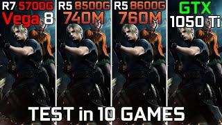 Ryzen 7 5700G vs Ryzen 5 8500G vs Ryzen 5 8600G vs GTX 1050 Ti - Test in 10 Games