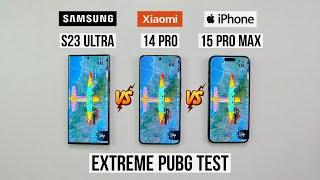 Xiaomi 14 Pro vs iPhone 15 Pro Max vs Samsung S23 Ultra Extreme Pubg Test 