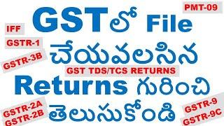 GST లో Regular Dealer File చేయవలసిన PMT-09, TDS/TCS, GSTR-1, IFF, GSTR-3B, GSTR-9, 9C, GSTR-2A,2B