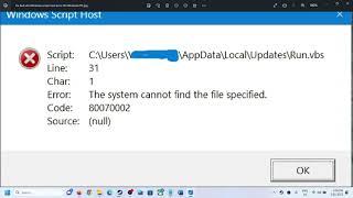 Fix Run.vbs Windows script host error On Windows PC