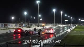 TESLA PLAID VS TESLA 85D 1/4 MILE RACE. 1000 HORSEPOWER CLUB