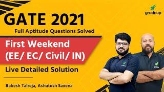 GATE2021 Aptitude Questions Solved !! Detailed Solution Discussion | EE/EC/Civil/IN | Gradeup