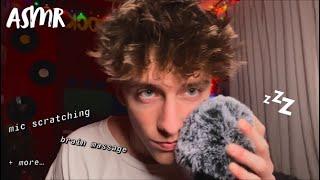 ASMR || fluffy mic scratching, brain massage, mouth sounds 