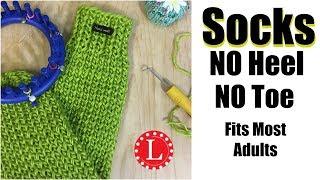 How to LOOM KNIT TUBE SOCKS on Round Loom Easy  (No Heel No Toe No Folded Cuff )