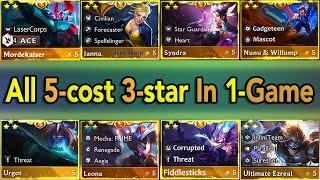 *World Record* ALL 5-Cost Champions 3-Star In One-Game!!! TFT Set 8.5