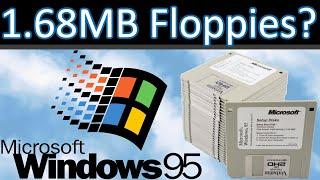 How did Microsoft store 1.68 MB on Windows 95 Setup diskettes?
