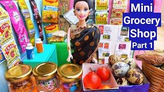 Mini Grocery shop Part 1 | Barbie Family Buying Monthly Groceries | Miniature Grocery store